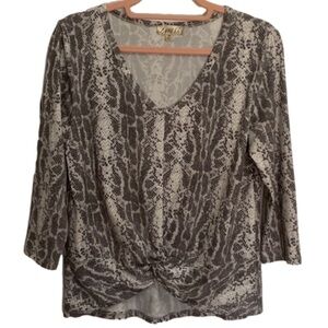 LAVISH Snake Print Twist Knot Top